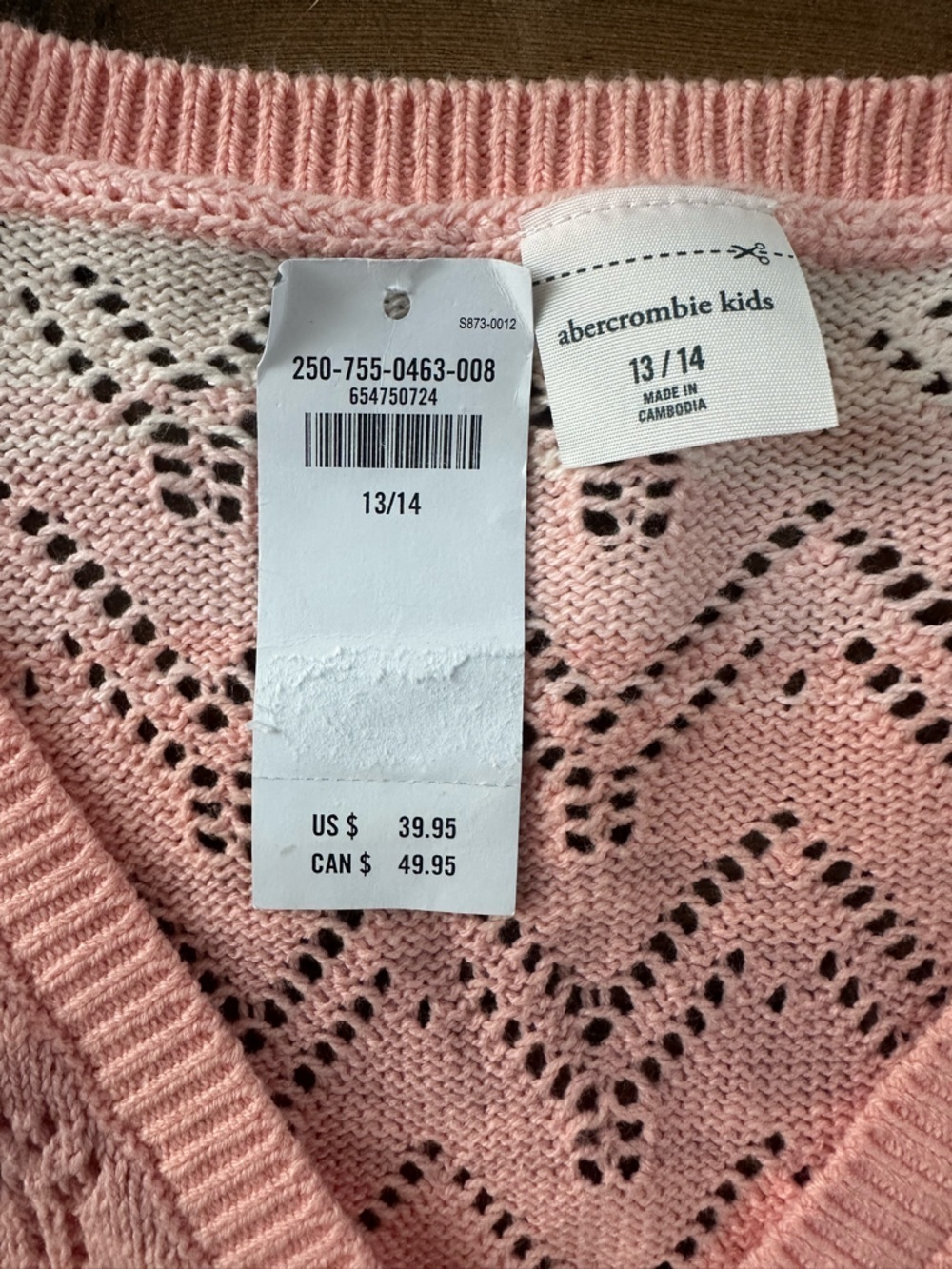 Abercrombie Kids Pink Ombre Cardigan Pointelle Knit Boho Cottagecore - Picture 3 of 6